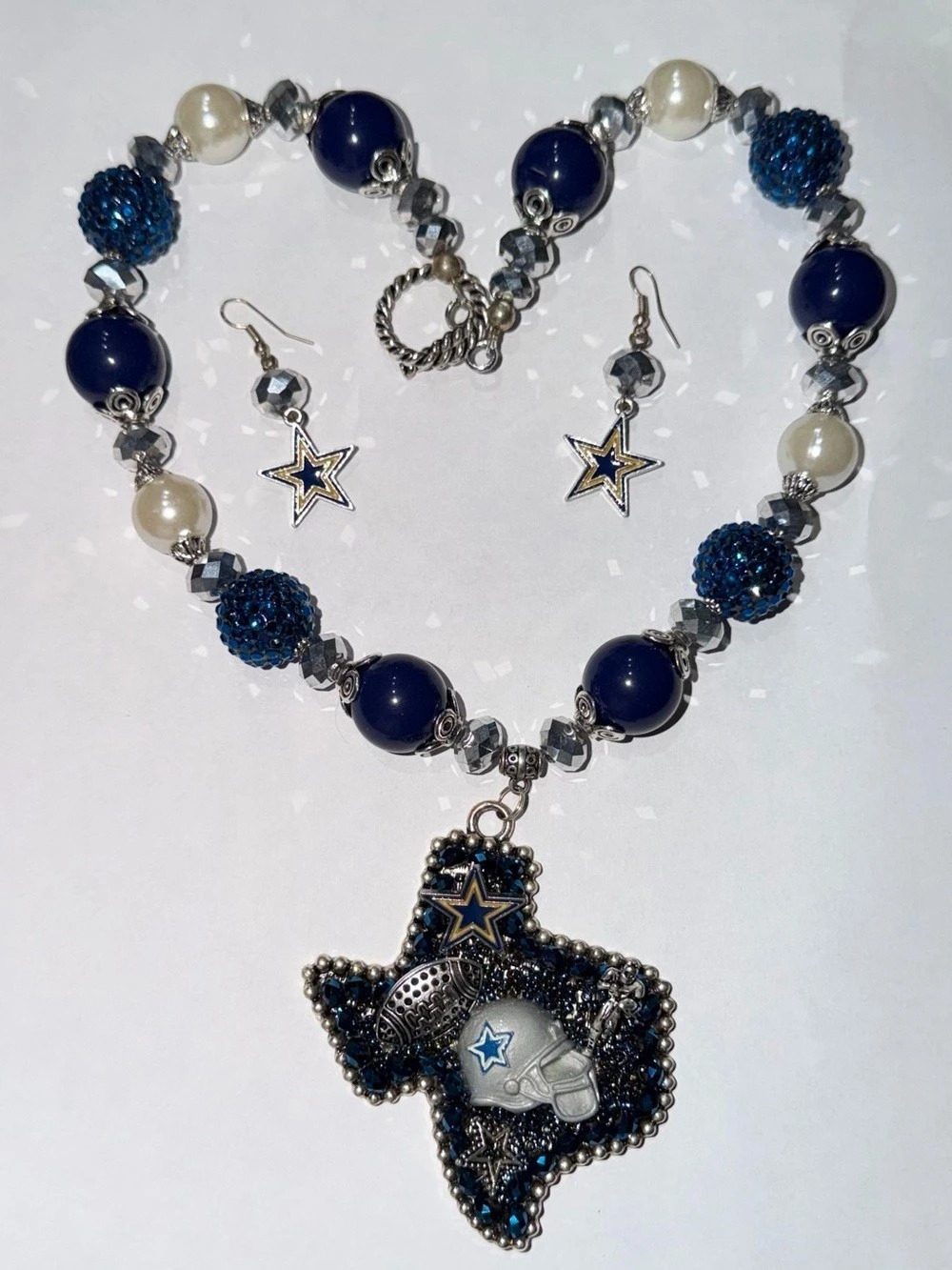 Dallas Cowboys Blue & Silver Star Pendant Jewelry Set